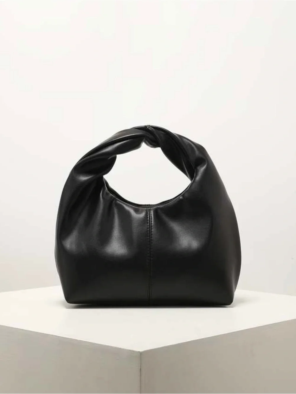 NEW Sleek Black Knot Handle Women’s Shoulder Bag